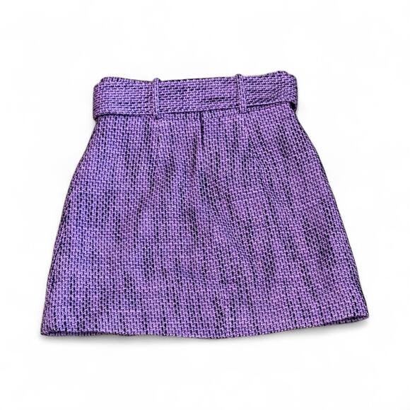 Los Ángeles Atelier & Other Stories Belted Tweed Mini Skirt Size 2 Purple Pink - Picture 8 of 13